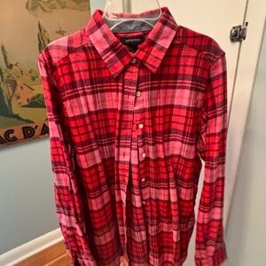 Lands' End Men's Vibrant Red Plaid Shirt